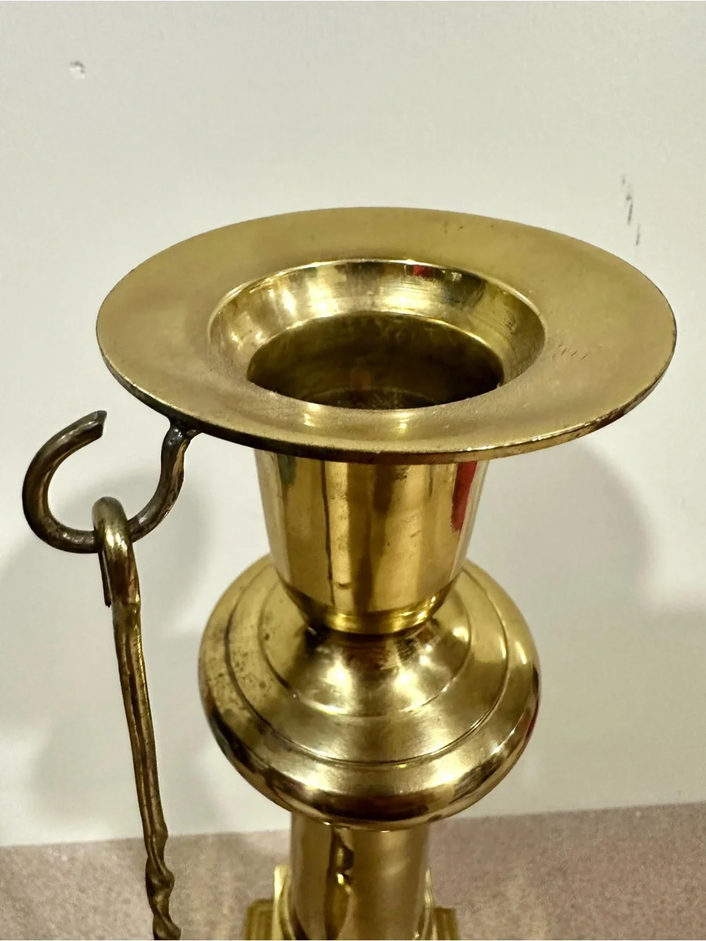 Vintage solid brass candlestick with snuffer